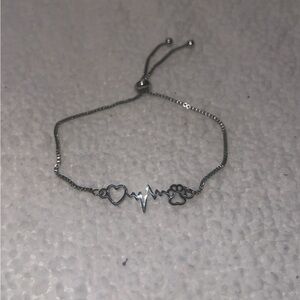 Silver Heartbeat Paw Bracelet